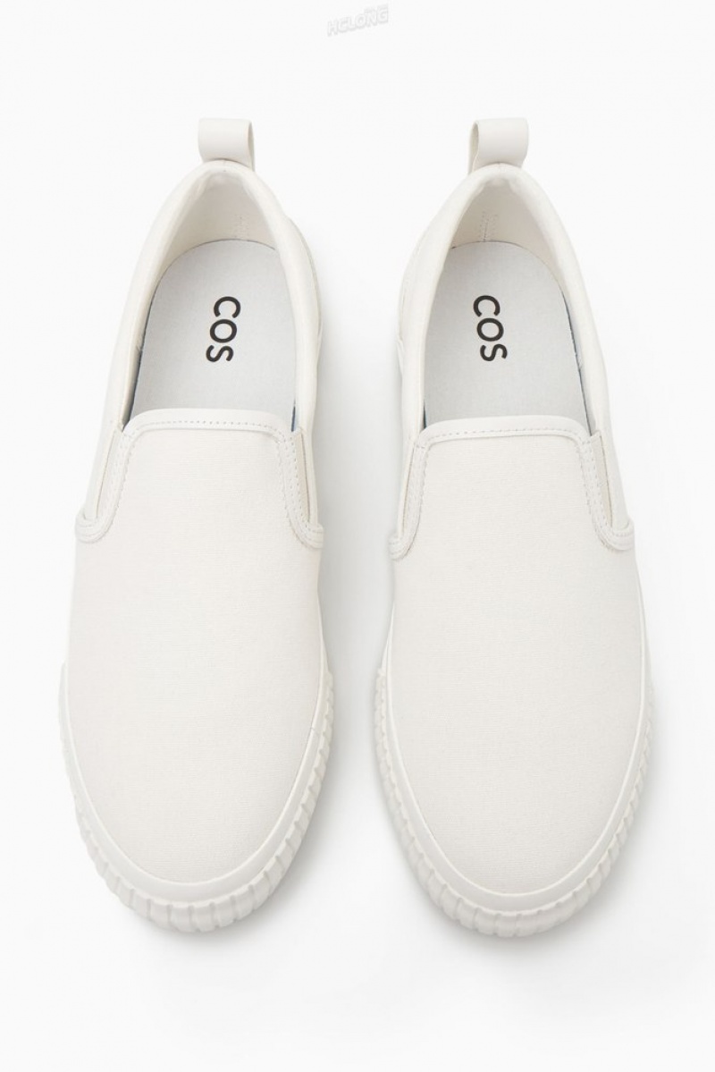 COS Sneakers Discount - Mens Canvas Slip-On Trainers Cream