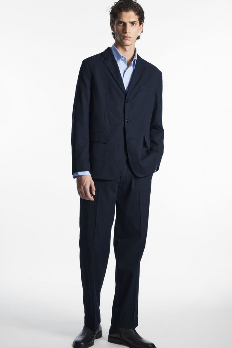 Popular COS Blazers - Mens Unstructured Single-Breasted Blazer Navy